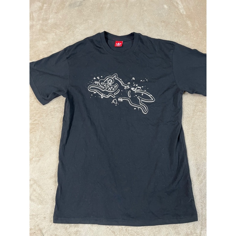 Ice Cream Running Dog Tee T-Shirt Men's Small Black Cotton Short Sleeve EUC